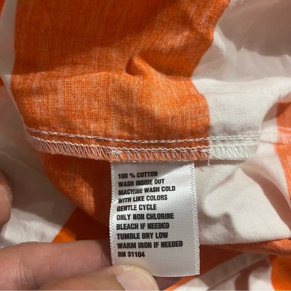 Crown & Ivy Orange White Striped Cotton Sleeveless Peplum Top - Picture 6 of 6